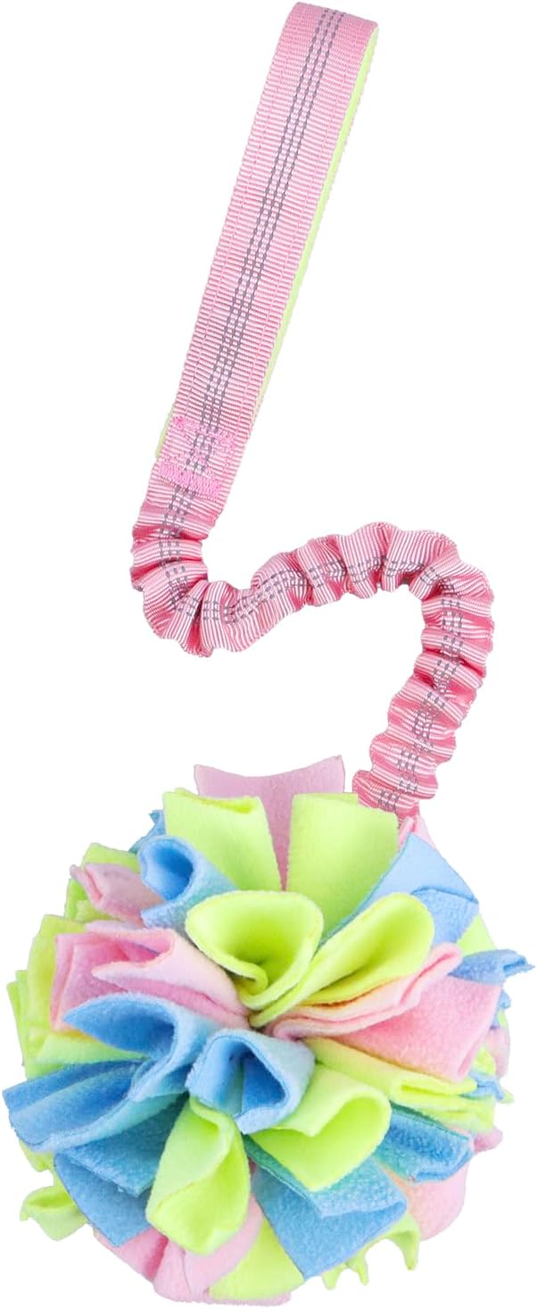 Snuffle Ball with Bungee Tug, Tug of War Rope Toys for Small Medium Dogs, Interactive Dog Toys Puppy Training Pull Toy for Exercise & Interactive Play Games (Light Pink)