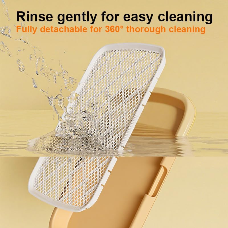 Dog Potty Tray Toilet Doggy Bathroom Dog Litter, Indoor Pee Pad Toilet Puppy Pee Pad Holder, Puppy Pee Mesh Tray, Dog Potty Pan for Small Medium Puppies (Yellow, 50X65cm)