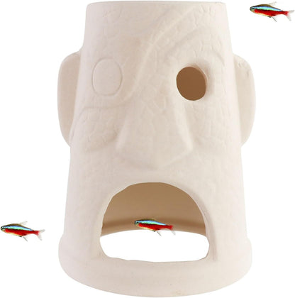 WishLotus Aquarium Cave Ornament, Silence Mask Fish Tank Decorations Hideout Ceramics Aquarium Caves and Hides for Fish Small Playing Breeding and Hiding (B)