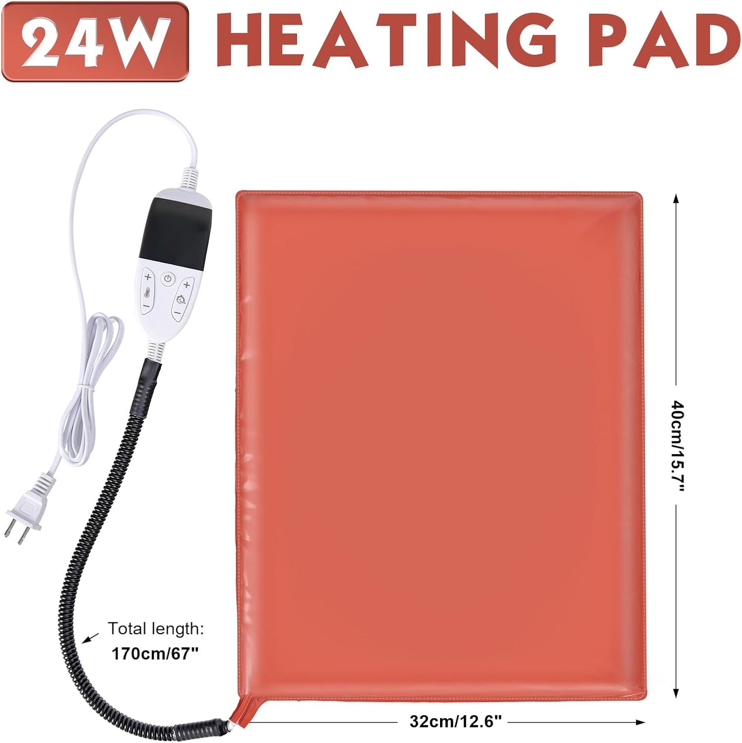 Small Animal Heating Pad, Heating Pad for Chicken, Rabbits, Guinea Pigs, Dog, Cat, Reptile, Poultry Heated Mat Chick Brooder Waterproof Adjustable Temperature & Timer (12.5 x 15.7in)