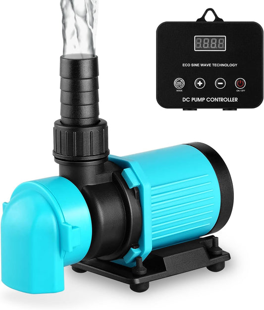 660GPH Aquarium Return pump with LCD display controller, DC 24V 25W aquarium pump for saltwater freshwater aquarium,fish tank,sump,20 speeds ECO Quiet Submersible and inline pump