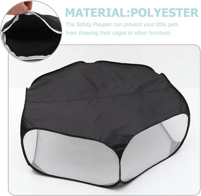 ERINGOGO Foldable Hexagonal Pet Playpen Fence, Breathable Safety Playpen with Wear-Resistant Polyester Mesh, Small Indoor Puppy and Cat Pen for Escape Prevention and Play