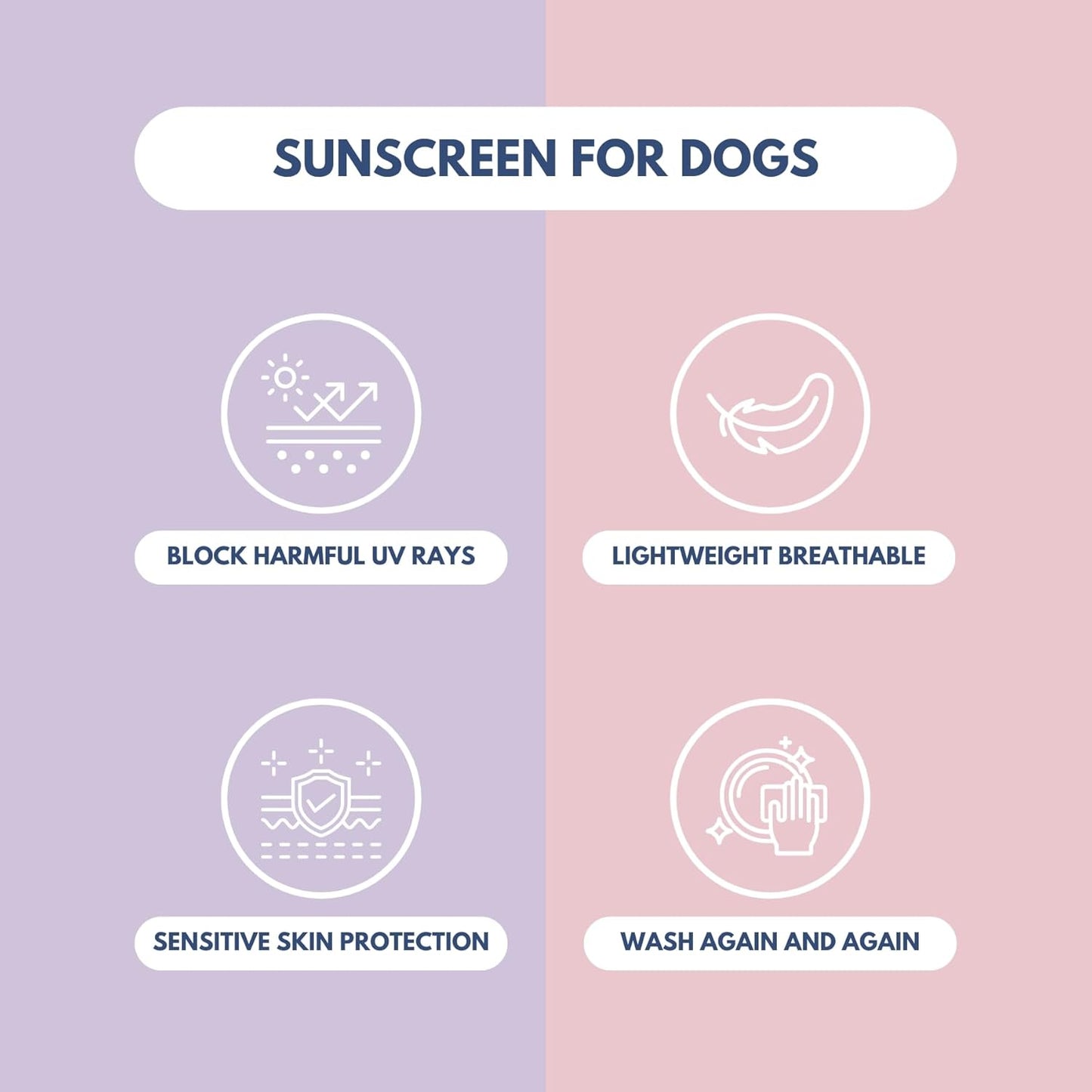 Spark Paws Sunblock Dog T-Shirt, SPF30 Protection, Lightweight Breathable Quick Dry for Dogs with Sensitive Skin - Purple & Pink (Set of 2) - 2XL