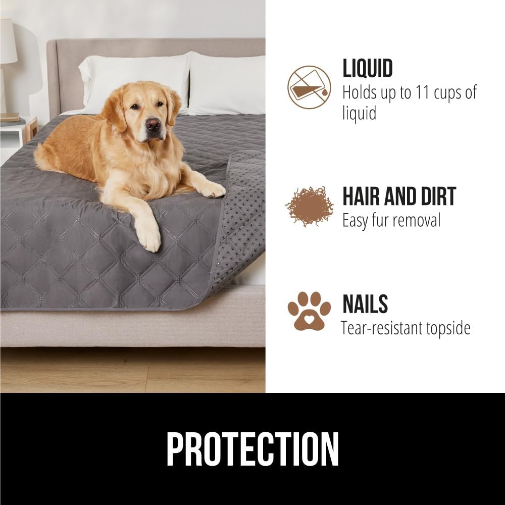 GORILLA GRIP Waterproof Dog Blanket, Couch Cover for Dogs Washable, Protects Sofa, Furniture, Crate, Car, RV Essentials Pet Supplies, Tear and Slip Resistant Leakproof Cushion Cover, 30x70 Charcoal