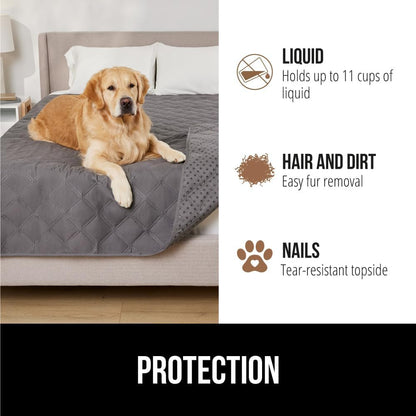 GORILLA GRIP Waterproof Dog Blanket, Couch Cover for Dogs Washable, Protects Sofa, Furniture, Crate, Car, RV Essentials Pet Supplies, Tear and Slip Resistant Leakproof Cushion Cover, 30x70 Charcoal