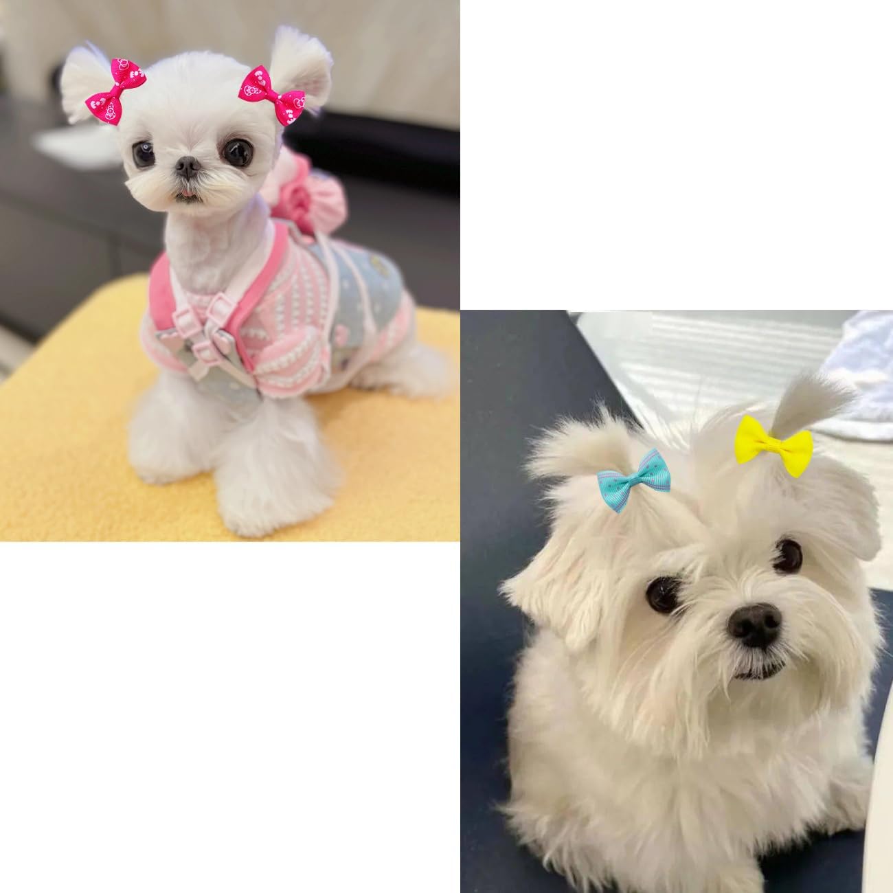 Dog Hair Bows Cute Puppy Dog Bowknot Hair Ties Bulk with Rubber Bands Hair Accessories Bow Pet Grooming Products 40PCS