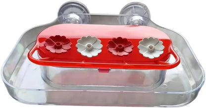 Bird Feeder, Window Hummingbird Feeder with 4 Feeding Ports Strong Suction Cups Hanging Garden Bird Water Drinker Bottle for Outdoors,for Garden(D)