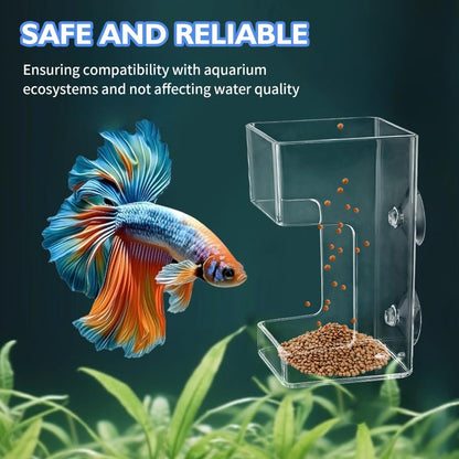 2pcs Fish Tank Feeding Tray with Suction Cup Acrylic Feeding Tube Fish Food Holder Automatic Fishing Feeder Aquarium Tank Divider Supplies Breeder Box for Aquarium (Color:Clear)