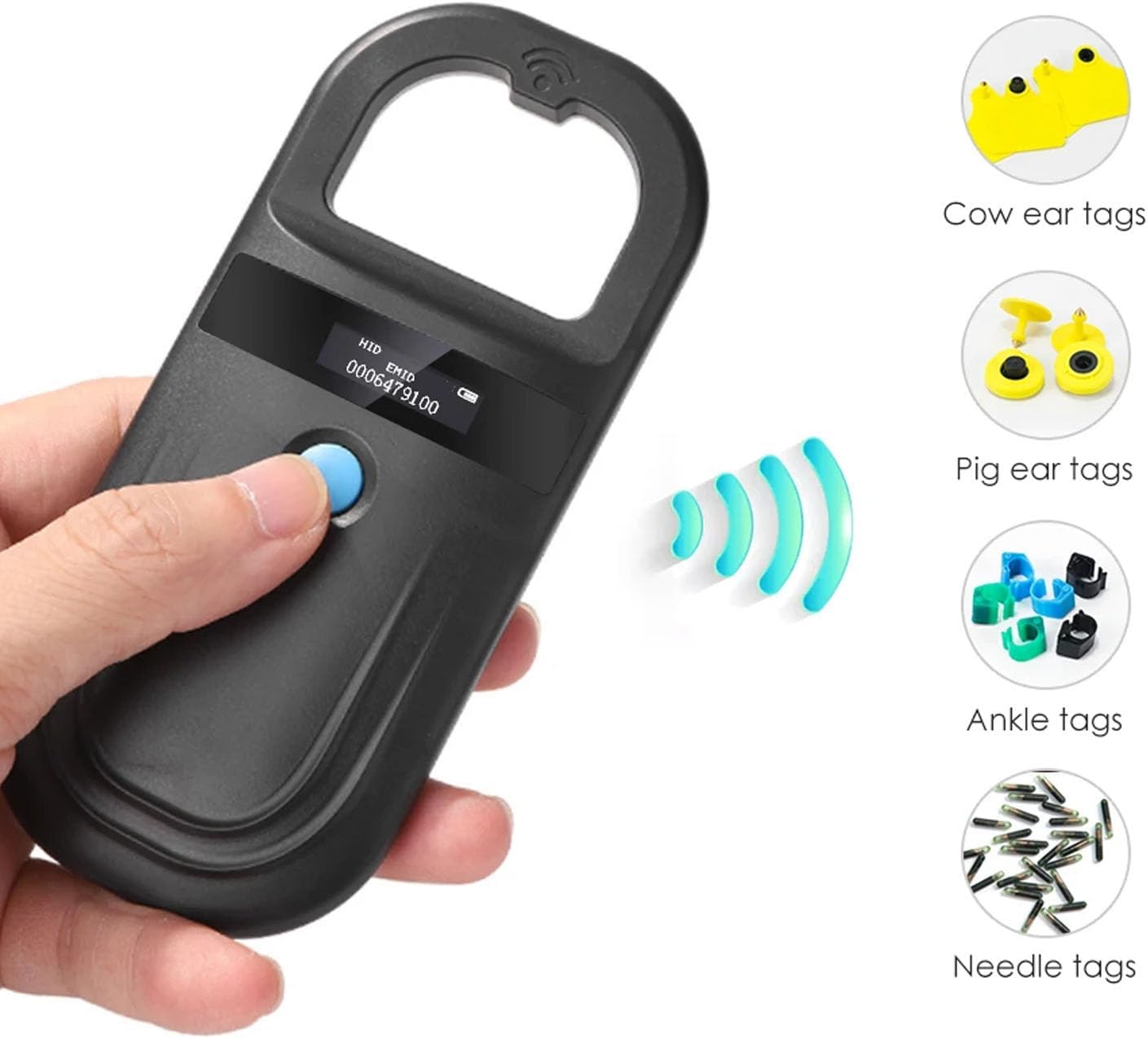 Microchip Scanner,Animal Chip Scanner Pet Tag Reader FDX B EMID Dual Frequency for Dog Cat Pig (Black)