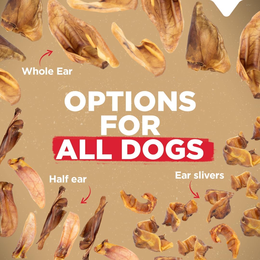 Natural Farm Pig Ears for Dogs (8-Count), One Ingredient: Natural Whole Pigs Ears, Air Dried, Long-Lasting & Highly Digestible Treats, Great for Puppy and Large/Medium Dogs