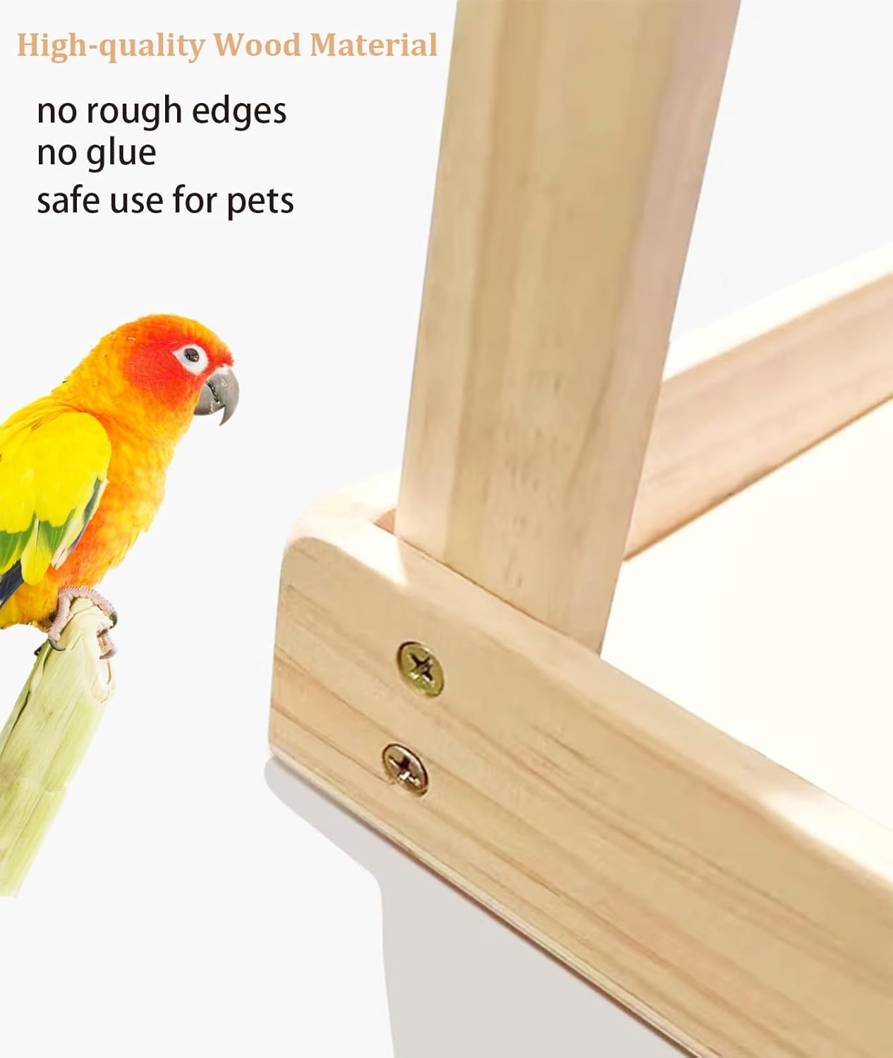 Large Macaw Perch Stand for Desk, Bird Desktop Stand Platform, Natural Wood Parrot Playground Play Stand Training, Parakeet Enrichment Gym for Budgie Cockatiel Conure Lovebird