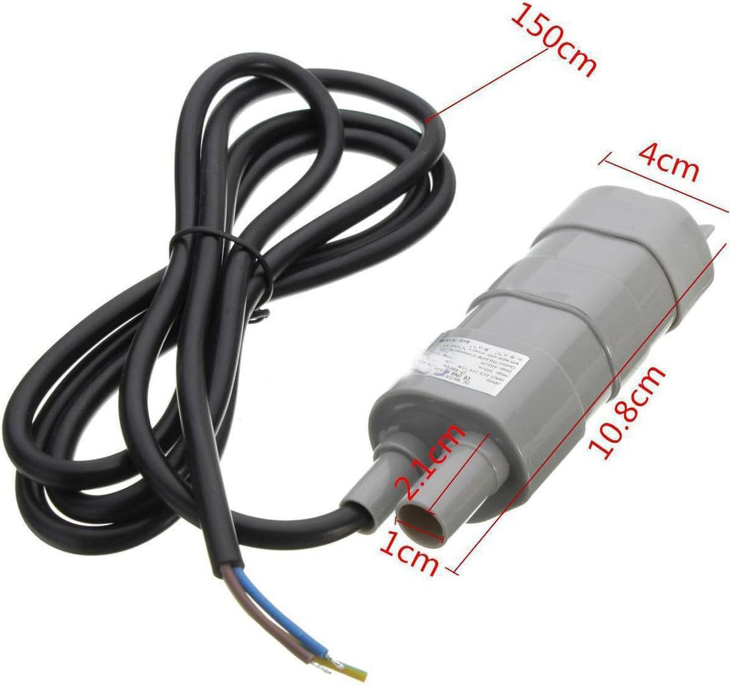 JT-500 DC 12V Submersible Water Pump - 5M High Head 600L/H (10L/min) for Aquarium/Pond/Fountain, 6-15V Adjustable Motor
