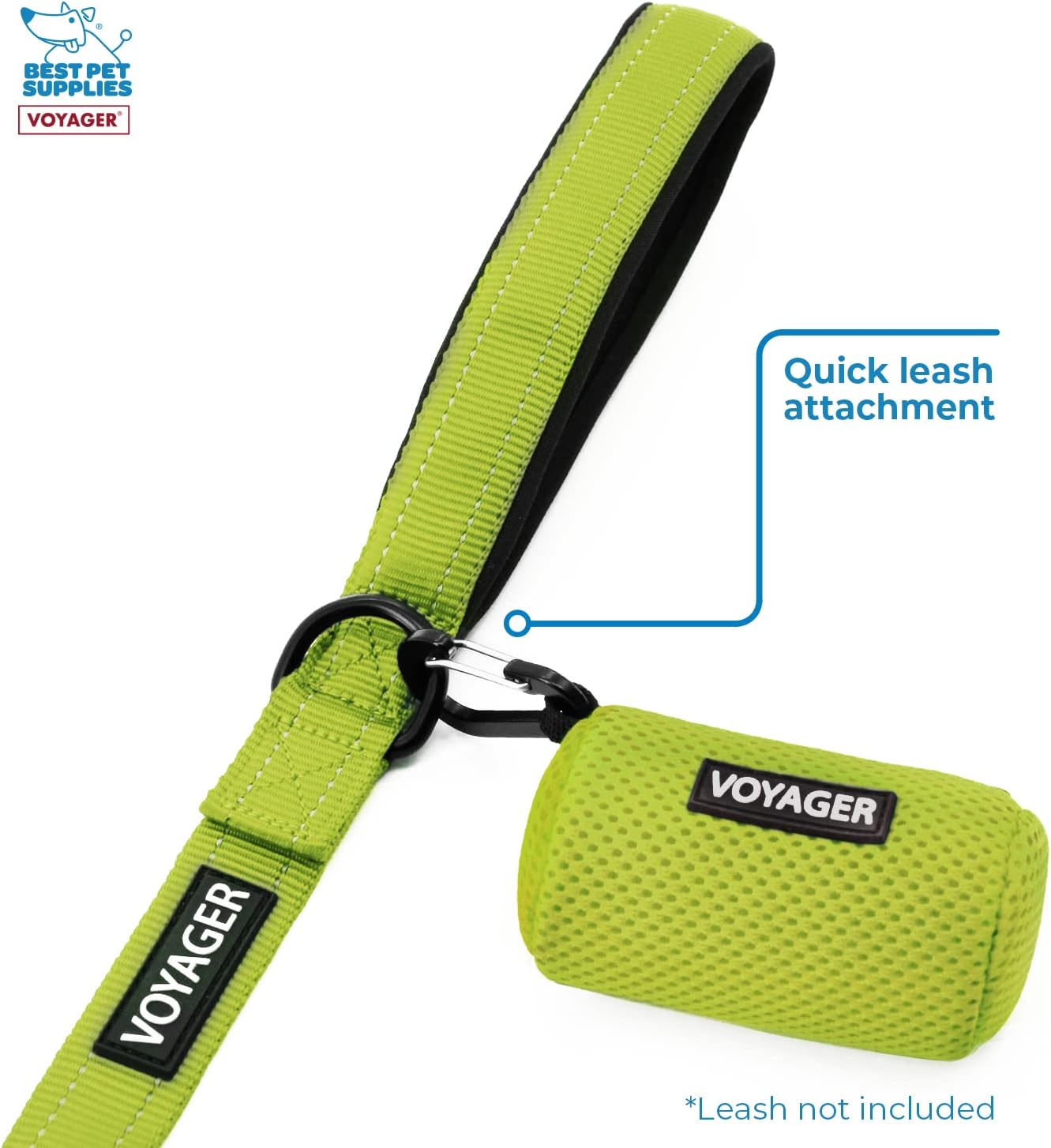 Best Pet Supplies 2-Pack Dog Poop Bag Holder Leash Attachment, Color, Reusable Mesh Dispenser Pouch for Travel, Walking, Park, and Outdoor Use, Soft and Durable with Clip-On - Mesh Lime Green