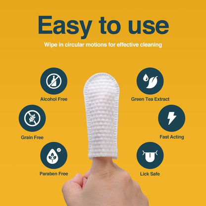 90 Dog Teeth Cleaning Wipes, No-Rinse Cat Toothbrush, Effective Dog Breath Freshener - Essential for Pet Supplies (1.5 in x 3.15 in)