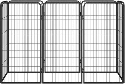 LUMILAND Durable 8-Panel Dog Playpen for Safe Exercise Space, Powder-Coated Steel, Black, 19.7" x 39.4" Panels
