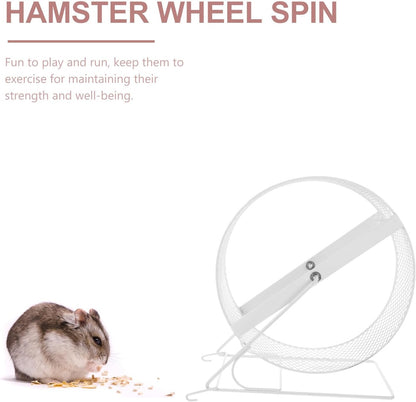 Silent Hamster Exercise Wheel Iron Frame 32Cm, White Small Animal Running for Hedgehogs, Squirrels, Sugar Gliders and Gerbils, Quiet Nail Grinding Plaything for Pets