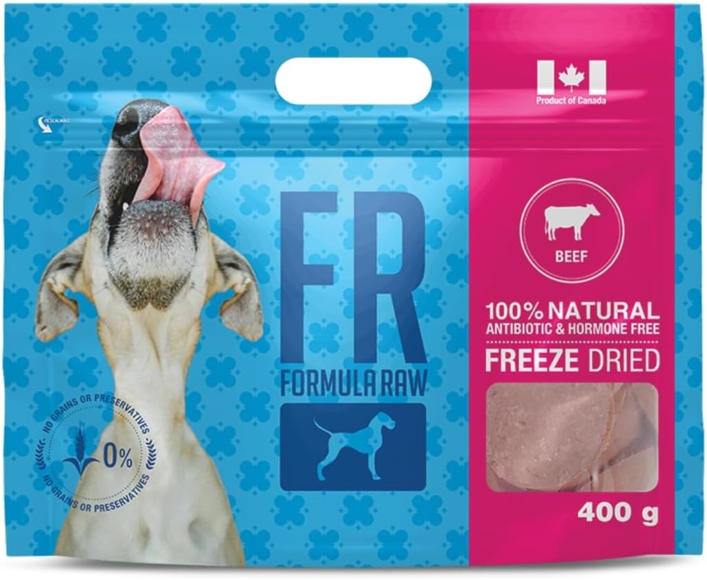 Freeze-Dried Raw Dog Food – Beef – High Protein, Grain-Free, No Fillers or Additives, Meal Mixer or Topper, Supports Healthy Digestion, Joints, and Coat – 14 oz