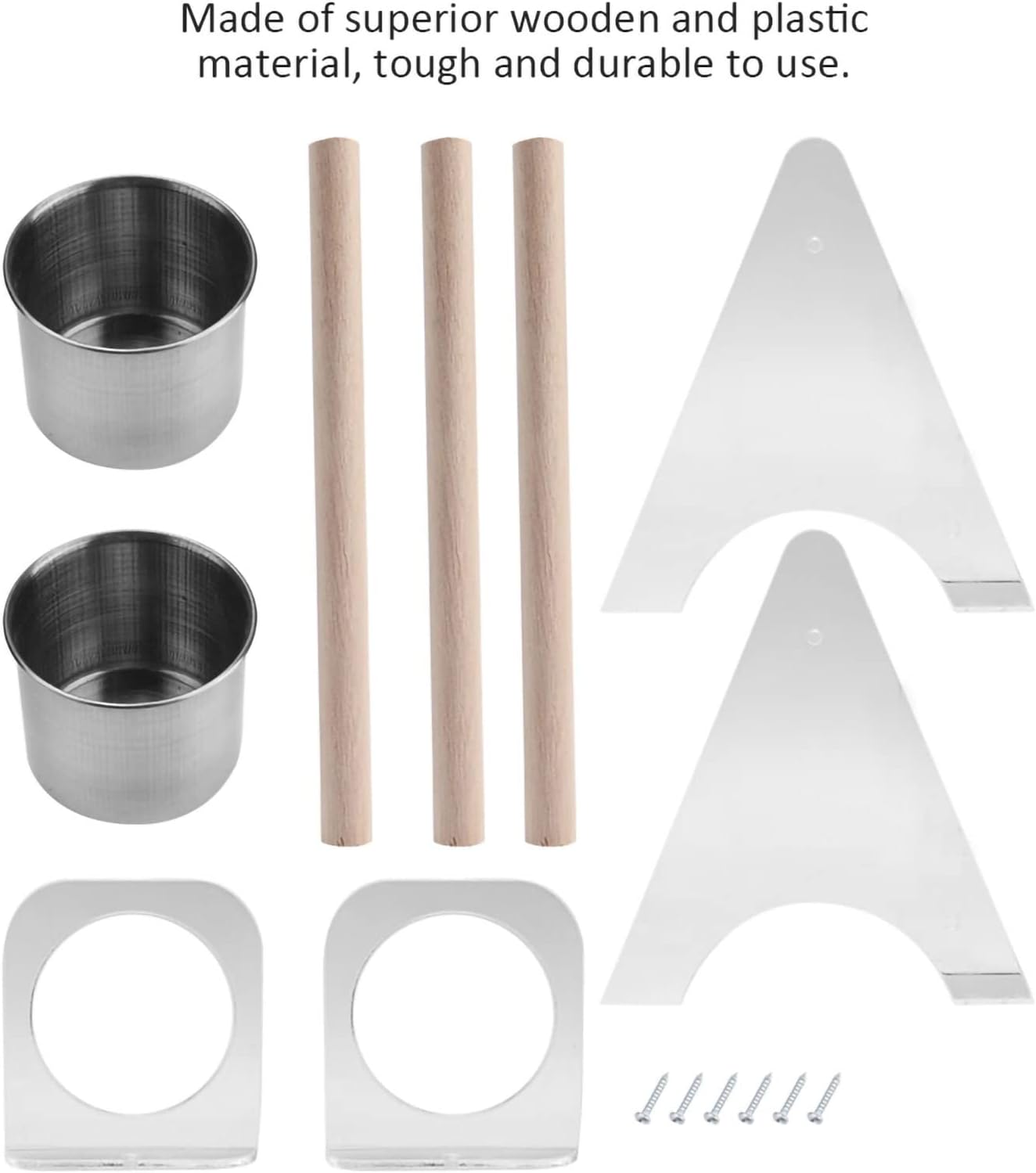 Multipurpose Pet Bird Parrot Stand Platform, Durable Wooden and Plastic Birdcage with Feeder, Non - Eco - Friendly Design for Small and Medium Birds, Includes Two Cups and Sc