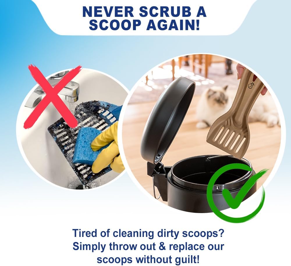 Disposable Cat & Rabbit Litter Scoops - All Natural, Plastic Free & Sustainable, Travel Kitty Litter Scooper for Bunny, Hamster, Guinea Pig, Ferret, Rat & Other Animal Litter Boxes (6-Pack)