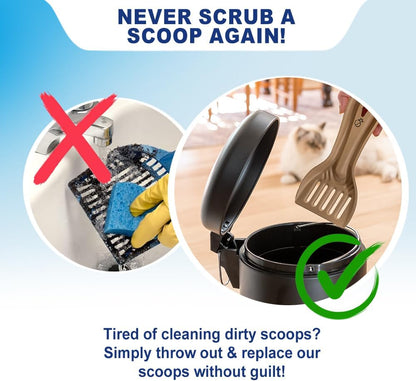 Disposable Cat & Rabbit Litter Scoops - All Natural, Plastic Free & Sustainable, Travel Kitty Litter Scooper for Bunny, Hamster, Guinea Pig, Ferret, Rat & Other Animal Litter Boxes (6-Pack)