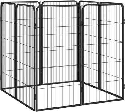 LUMILAND Durable 8-Panel Dog Playpen for Safe Exercise Space, Powder-Coated Steel, Black, 19.7" x 39.4" Panels