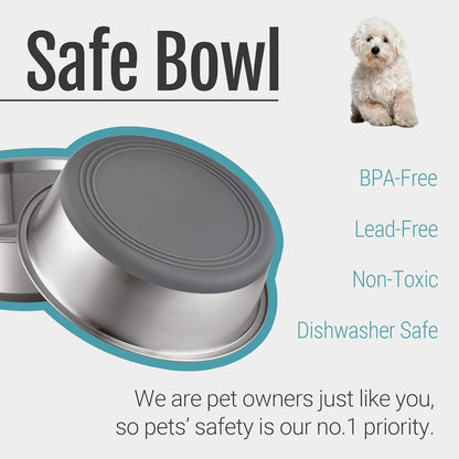PEGYY11 Nonslip Stainless Steel Dog Bowls, 3.8 US Cup, 2 Count