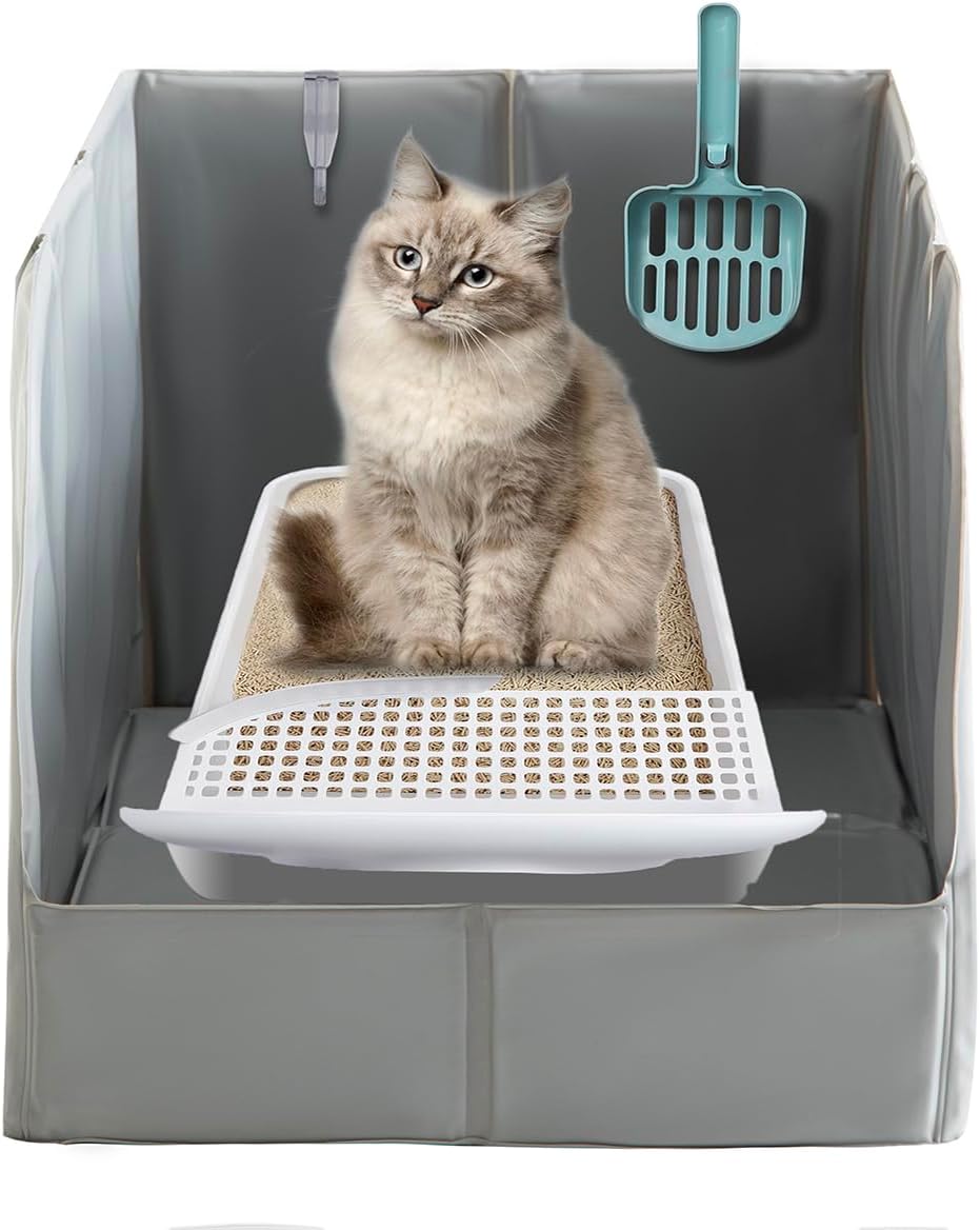 Fully Waterproof Cat Litter Box Enclosure Lighgt Grey
