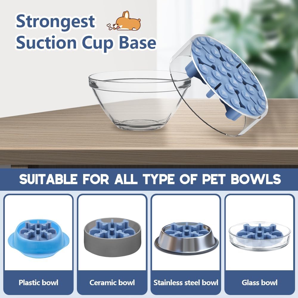 Soft Silicone Anti-Choking Puzzle Slow Down Eating Feeder Insert, Compatible with Regular Elevated Dog Bowls Slow2.0