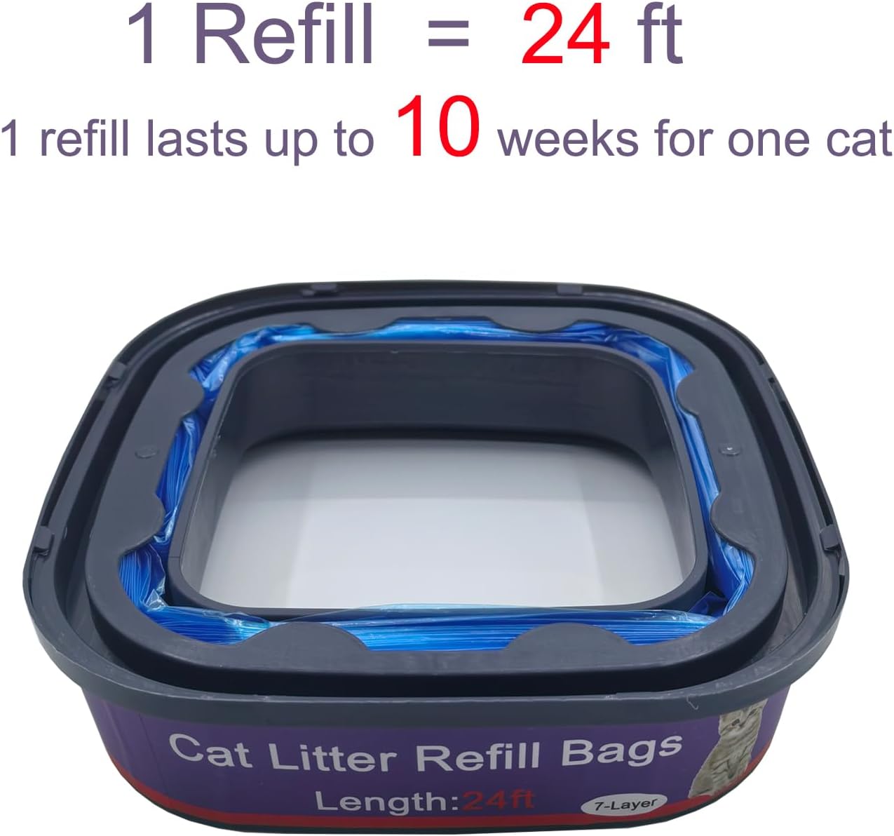 4 Pack Cat Litter Refill Bags Cartridges Compatible with Genie Cat Standard, Plus and XL Pails Odor Control