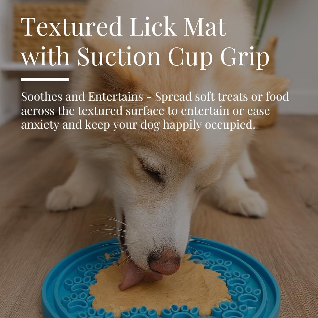 Slow Feeder Dog Bowl with Premium Lick Mat Lid | Heavy Duty Stainless Steel Dog Bowls | Silicone Slow Feeder Insert | Non-Slip & Durable | 64 oz | Medium to XL Dogs (Steel Gray)