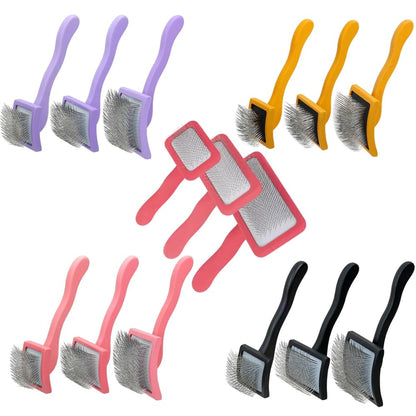 Slicker Brush Perfect For Dogs and Cats (Big and Medium Dogs, Goldendoodles, Labradoodles, Poodles and Cats) Curved Design for Thick, Fluffy, Detangled and Shedding Fur (Yellow, Small)