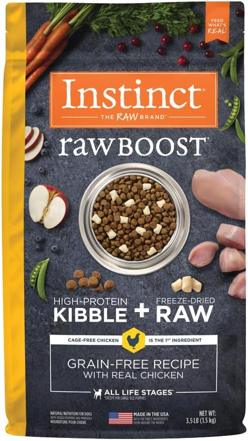 Instinct Raw Boost, Natural Dry Dog Food with Freeze Dried Pieces, High Protein, Grain Free Recipe - Real Chicken, 3.5 lb. Bag