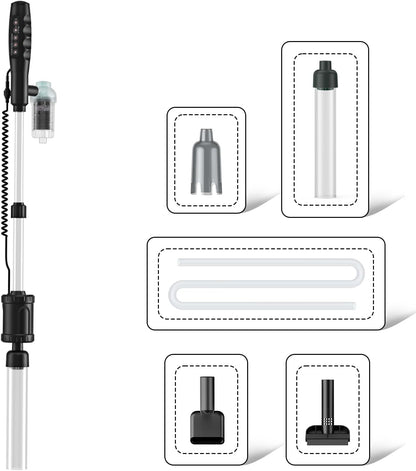 AKKEE Aquarium Vacuum Gravel Cleaner Handle Control 8 in 1 Multifunctional 36W Fish Tank Gravel Cleaner Vacuum for Water Changer Wash Sand Water Filter Circulation Aquarium Clean Timed Off Waterproof
