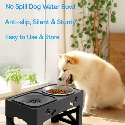 Kaiyue Elevated Dog Bowls with No Spill pet Water Bowl 4 Height Adjustable Raised Dog Bowl ，2-in-1 Elevated Slow Feeder