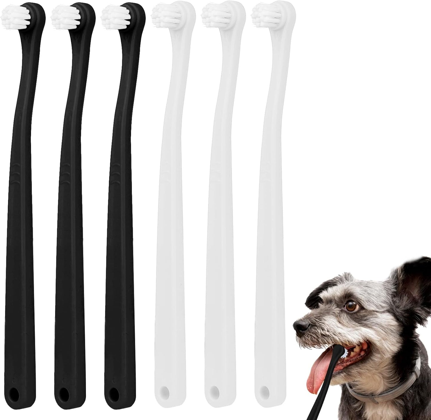 6Pcs Small Dog & Cat Toothbrush Kit - Soft Mini Brushes, Travel Portable, Deep Clean for Puppy, Kitten & Small Dog