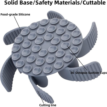 Slow Feeder Dog Bowls Insert [Octopus Suction Cups] Super Firm Slow Eating Dog Bowl [Cuttable] for Large Breed and Medium Size Dog Compatible with Regular and Elevated Dog Bowls (Turbine)