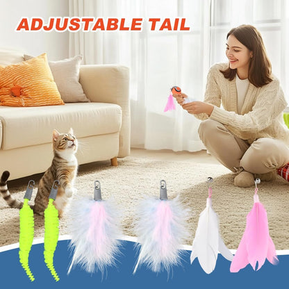 2pcs Interactive Cat Toys, Speedy Tail Cat Ball Automatic Moving Ca-t Toys Ball for Indoor Pet, Electronic Rolling Pet Chase Toy