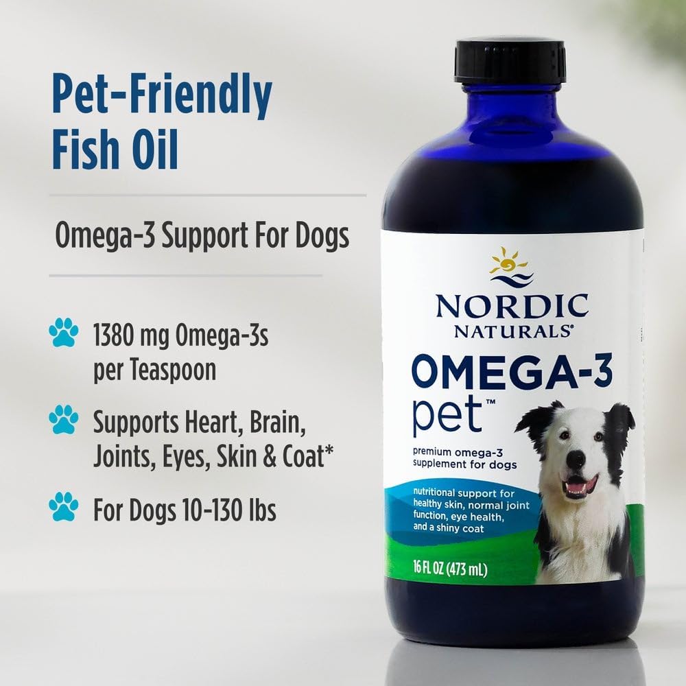 Nordic Naturals Omega-3 Pet, Unflavored - 16 oz - 1380 mg Omega-3 Per Teaspoon - Fish Oil for Large to Very Large Dogs with EPA & DHA - Promotes Heart, Skin, Coat, & Immune Health