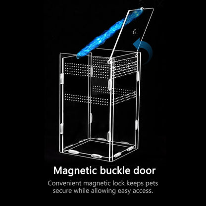 Acrylic Jumping Spider Enclosure Starter Kit-Small Reptile，Insect Terrarium & Spider Tank,Magnetic Door, All-Side Vent, Pre-Assembled for Spiderling,Mantis,Tarantula, Snail, (7.8 * 4.7 * 4.7)