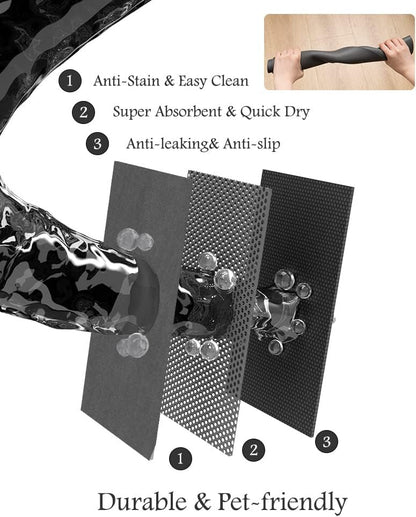 Pet Feeding Mat-Absorbent Dog Mat for Food and Water Bowl-No Stains Quick Dry Dispenser Mat-Dog Accessories Pet Supplies-Water Bowl for Messy Drinkers（Darkgrey,12"x19"