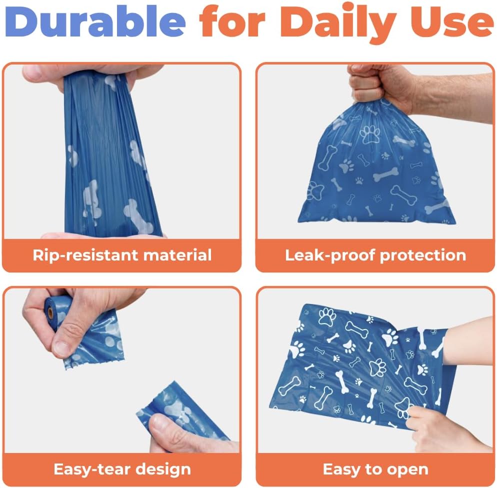 Best Pet Supplies Dog Poop Bags for Waste Refuse Cleanup, Doggy Roll Replacements for Outdoor Puppy Walking and Travel, Leak Proof and Tear Resistant, Thick Plastic - Loyal Blue, 240 Bags