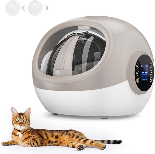 RFID Feeder with Collar Sensor – Automatic Portion Control, 4 Feeding Modes, Anti-Theft Cat Feeder for Multi-Cat Homes & Special Diets, Upgraded (Beige with 2 Tags)