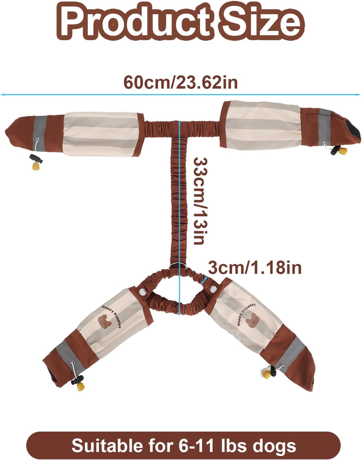 Anti-Dirt Pants for Small Dogs, Waterproof Dog Pants Dust Free Full-Leg Protective Dog Suspender Rain Boots Anti-Slip Paw Protector Shoes for 6-11lbs Pets Outdoor Play Hiking Walking (Striped)