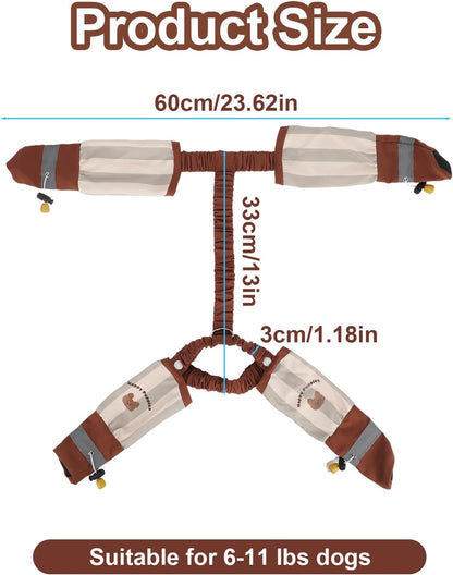 Anti-Dirt Pants for Small Dogs, Waterproof Dog Pants Dust Free Full-Leg Protective Dog Suspender Rain Boots Anti-Slip Paw Protector Shoes for 6-11lbs Pets Outdoor Play Hiking Walking (Striped)