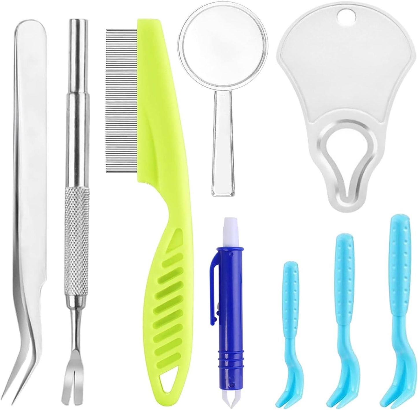 9 Pieces Tick Removal Tool for Cats Stainless Steel Tick Remover Tool Kit Safe & Helpful Tick Tools for Dogs Cats Human