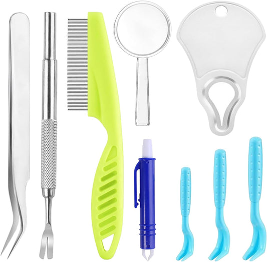 9 Pieces Tick Removal Tool for Cats Stainless Steel Tick Remover Tool Kit Safe & Helpful Tick Tools for Dogs Cats Human