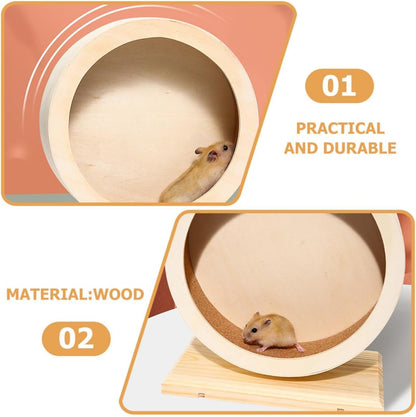 Silent Hamster Running Wheel Cork Mat Medium Wooden Exercise Wheel for Hamsters Gerbils and for Small Animal Play and Fitness