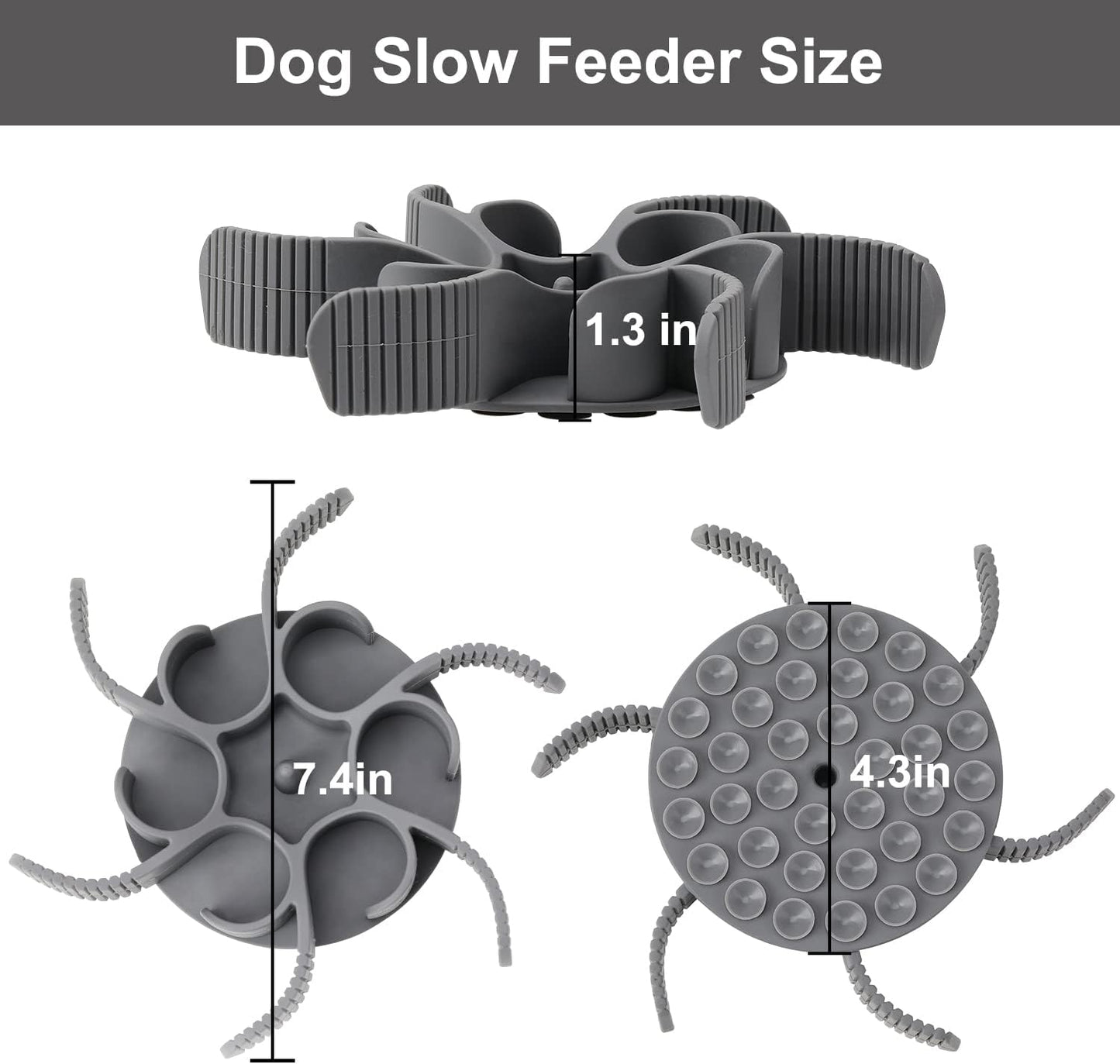 Dog Slow Feeder Bowls Silicone Spiral Pet Food Feeder Insert to Slow Down Eating for Large Medium Small Breed Dogs Perfect with Stainless Steel Glass Ceramic Pet Bowls (Grey)