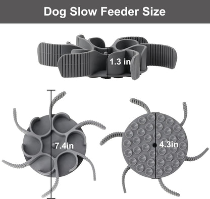 Dog Slow Feeder Bowls Silicone Spiral Pet Food Feeder Insert to Slow Down Eating for Large Medium Small Breed Dogs Perfect with Stainless Steel Glass Ceramic Pet Bowls (Grey)
