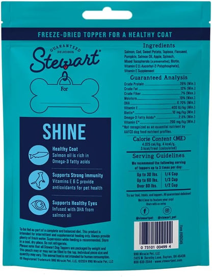 Stewart Freeze Dried Dog Food Topper, Shine, Salmon and Sweet Potato Recipe, 8 Ounce Pouch, Omega-3 for a Healthy Coat